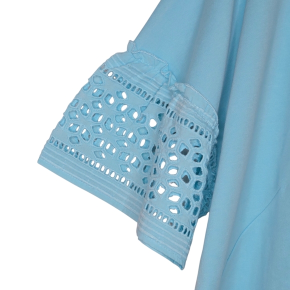 Talbots Eyelet Lace Flare Sleeve Interlock Cotton Shift Dress Plus Size 1X - Picture 3 of 7